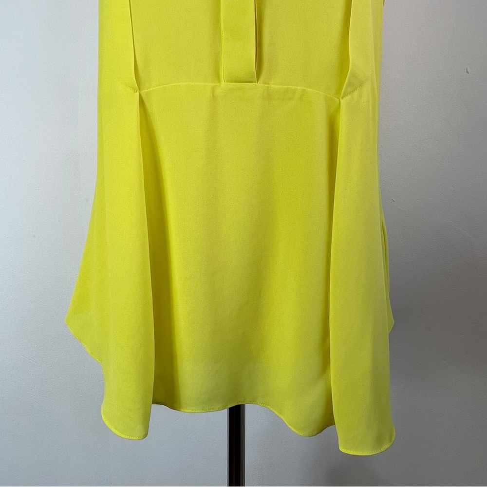 Karen Millen Neon Yellow Sleeveless Chiffon Collared Blouse UK Size 12 - Picture 2 of 8